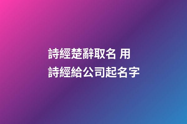詩經楚辭取名 用詩經給公司起名字-第1張-公司起名-玄機派